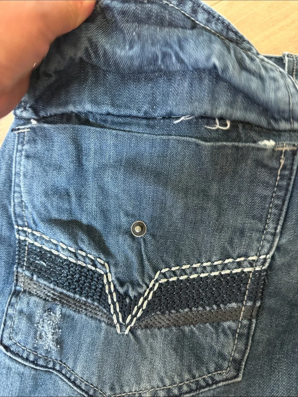 Men's Dark Blue Distressed Slim Jeans